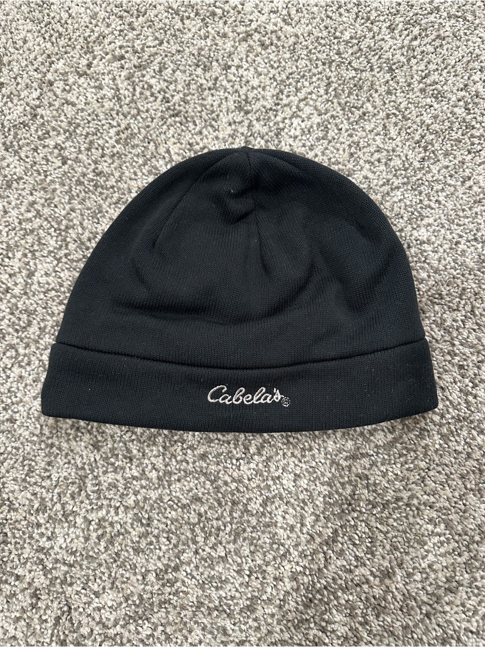 Cabela's Fleece Lined Blac/Dark Green Script Logo Beanie Hat OSFM